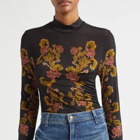 NWT Farm Rio Ravenala Mock Neck Jersey Top, Size Small - Picture 1 of 6